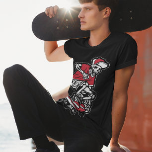 Red Skeleton Riding Skateboard Cool Men's Graphic T-Shirt
