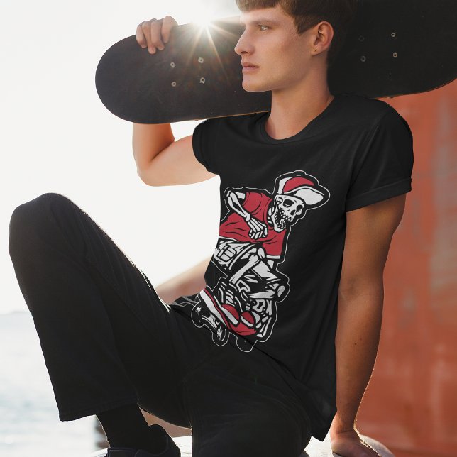 Red Skeleton Riding Skateboard Cool Men's Graphic T-Shirt (Creator Uploaded)