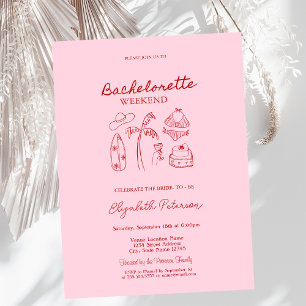 Red Sketch Bikinis & Martinis Invitation