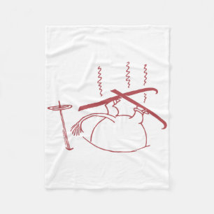 Red Skiing Moomintroll Stuck In Snow Winter Games  Fleece Blanket