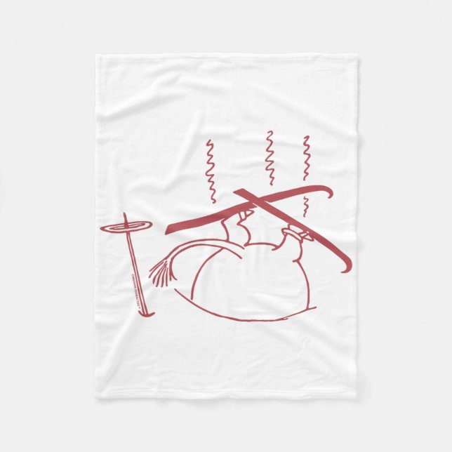 Red Skiing Moomintroll Stuck In Snow Winter Games  Fleece Blanket (Front)