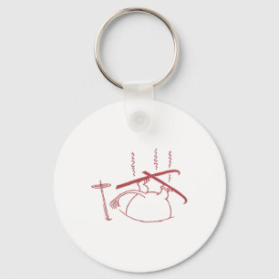 Red Skiing Moomintroll Stuck In Snow Winter Games Key Ring