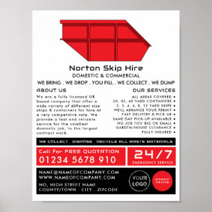 Red Skip, Skip/Dumpster Company Advertising Poster