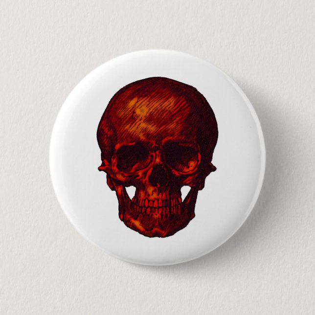 Red Skull 6 Cm Round Badge (Front)