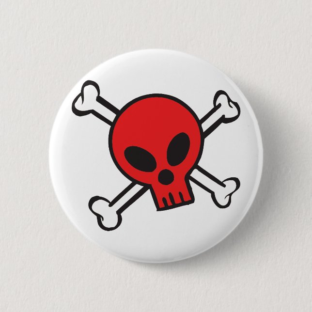 Red Skull and Crossbones 6 Cm Round Badge (Front)