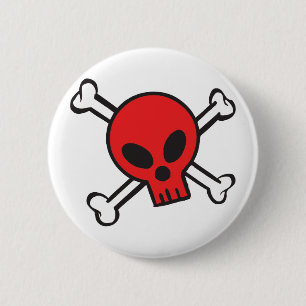 Red Skull and Crossbones 6 Cm Round Badge