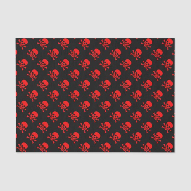 Red Skull and Crossbones Pattern Tissue Paper (Front)