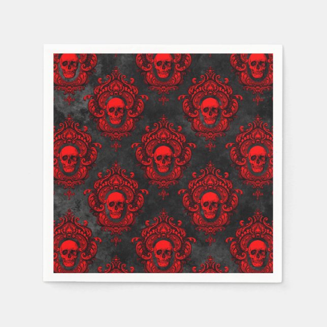 Red Skull and Gothic Black Napkin (Front)