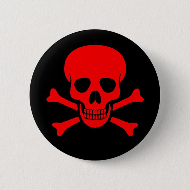Red Skull & Crossbones Button (Front)