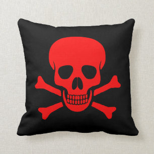 Red Skull & Crossbones Pillow