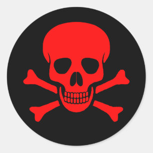 Red Skull & Crossbones Sticker