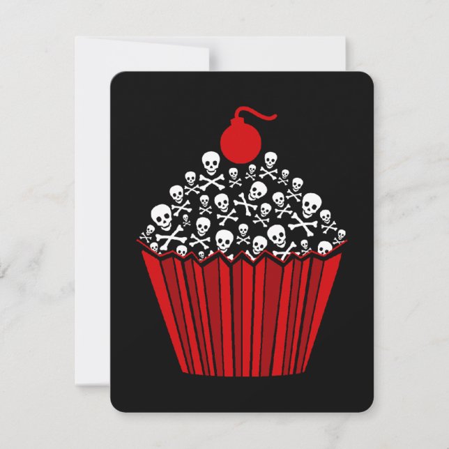 +{ Red Skull Cupcake }+ Invitation (Front)