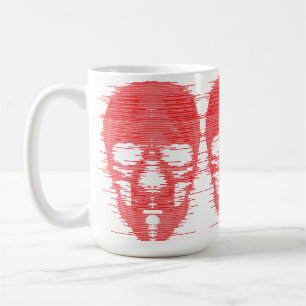 Red Skull Glitch Art Coffee Mug