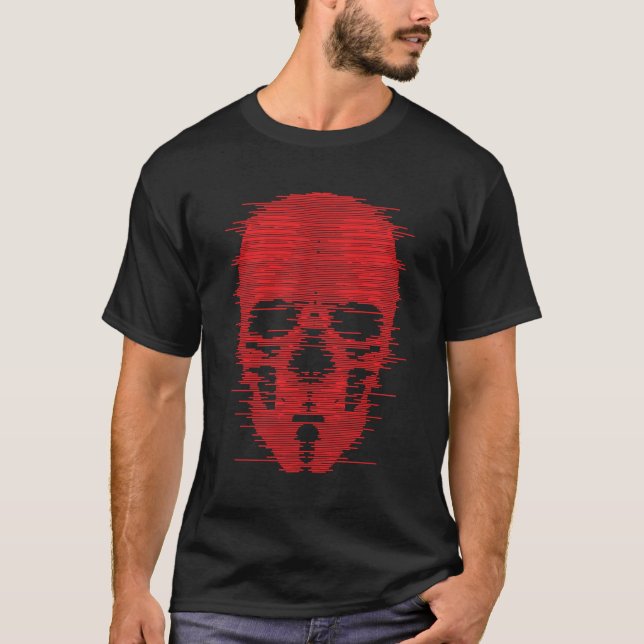 Red Skull Glitch Art T-Shirt (Front)
