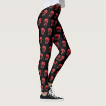 Red Skull Halloween Print Leggings