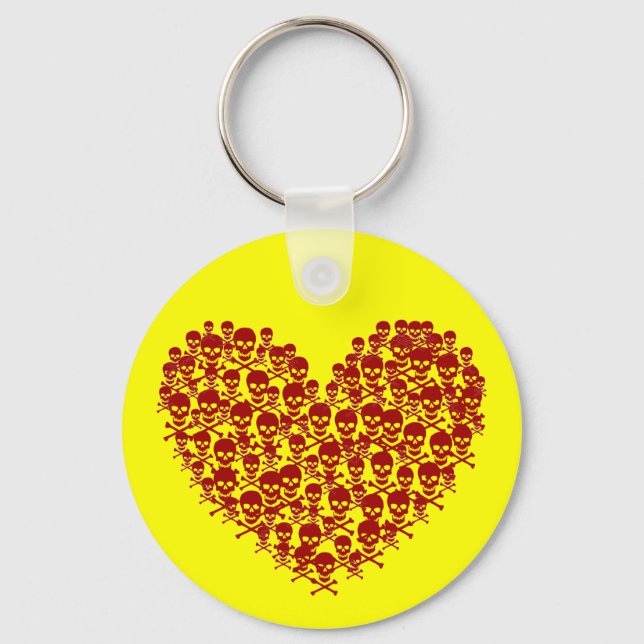 Red Skull Heart Key Ring (Front)