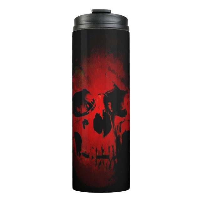 Red Skull Skeleton Fantasy Art Heavy Metal Thermal Tumbler (Front)