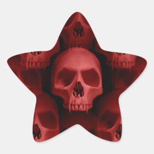 Red skull star sticker