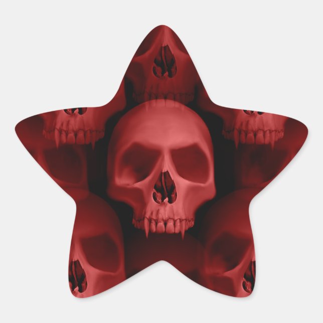 Red skull star sticker (Front)