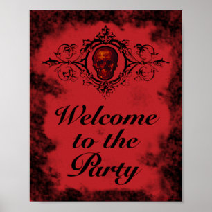 Red Skull Welcome to the Party Poster