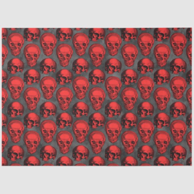 Red Skulls and Sunflower Series Design 1 Tissue Paper (Front)