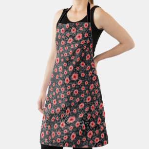 Red Skulls and Sunflower Series Design 2 Apron