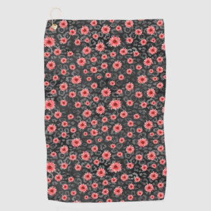 Red Skulls and Sunflower Series Design 2 Golf Towel