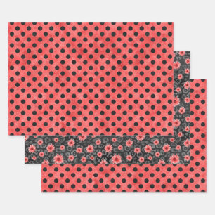 Red Skulls and Sunflower Series Design 4 Wrapping Paper Sheet