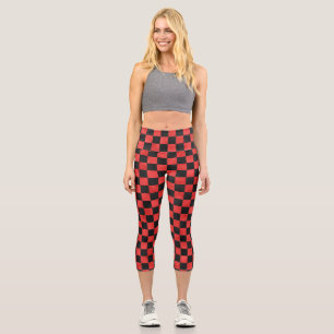 Red Skulls and Sunflower Series Design 5 Capri Leggings
