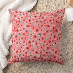 Red Skulls and Sunflower Series Design 6 Cushion