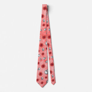 Red Skulls and Sunflower Series Design 6 Tie