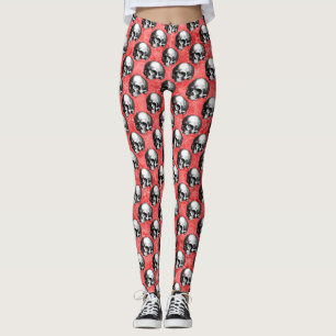 Red Skulls and Sunflower Series Design 8  Leggings