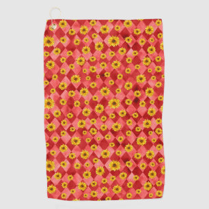 Red Skulls and Sunflower Series Design 9 Golf Towel