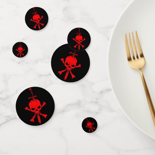 Red Skulls and Swords Halloween Confetti (Group)
