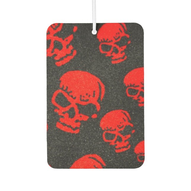 Red Skulls on Black Car Air Freshener (Front)