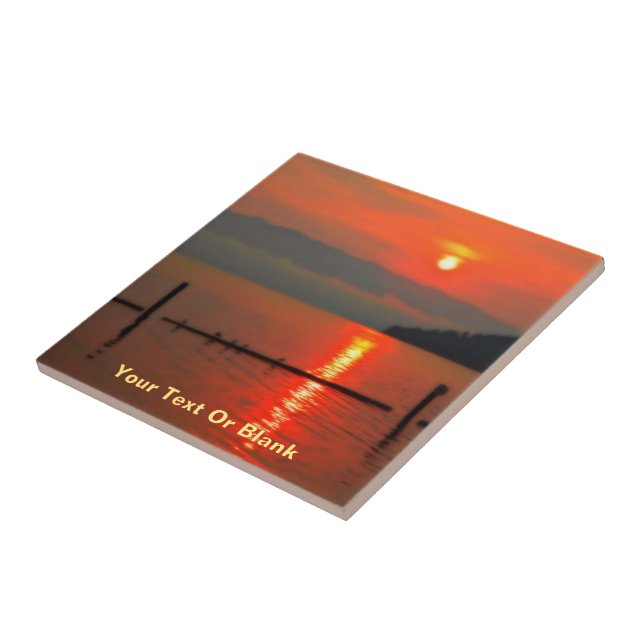 Red Sky At Morning Ceramic Tile (Side)