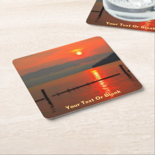 Red Sky At Morning Square Paper Coaster