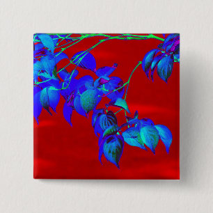Red Sky Blue Leaves Button