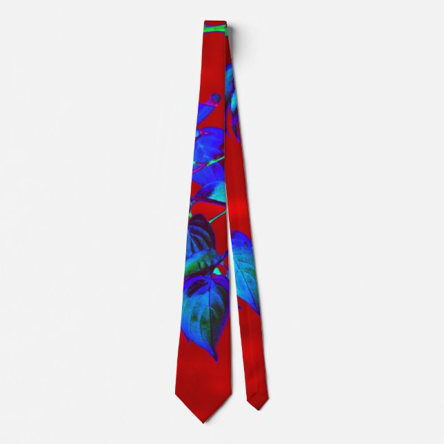 Red Sky Blue Leaves Tie (Front)