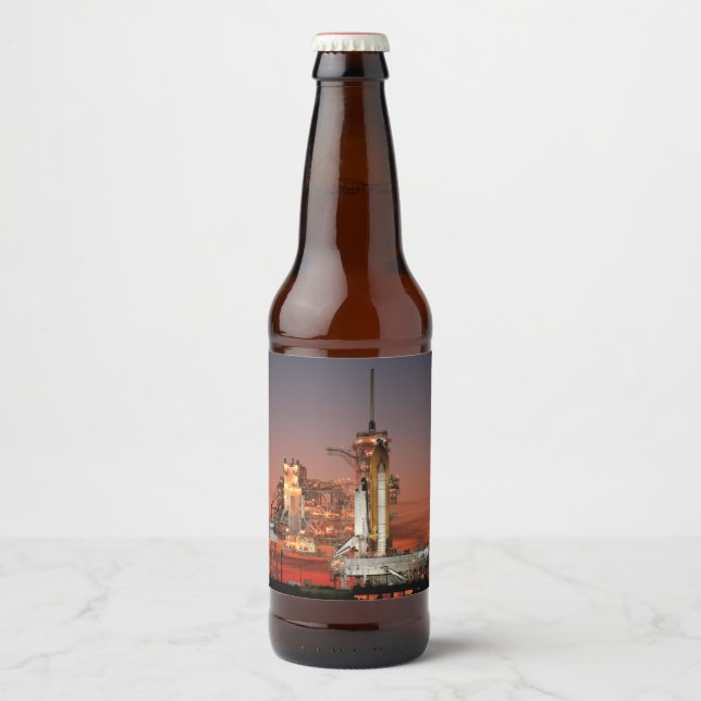 Red Sky for Space Shuttle Atlantis Launch Beer Bottle Label (Front)
