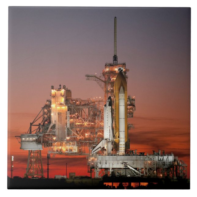 Red Sky for Space Shuttle Atlantis Launch Ceramic Tile (Front)