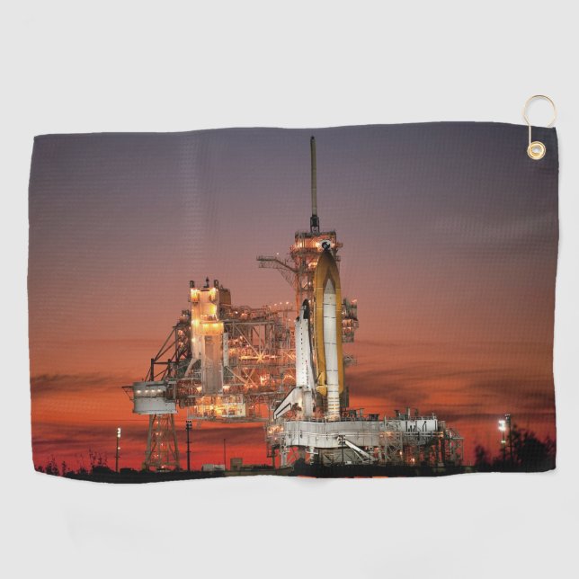 Red Sky for Space Shuttle Atlantis Launch Golf Towel (Horizontal)