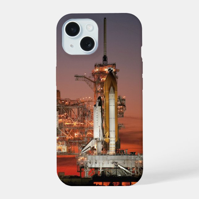 Red Sky for Space Shuttle Atlantis Launch iPhone 15 Case (Back)