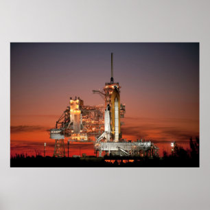 Red Sky for Space Shuttle Atlantis Launch Poster