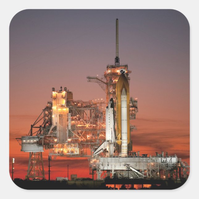 Red Sky for Space Shuttle Atlantis Launch Square Sticker (Front)