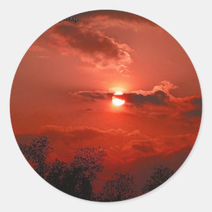 Red Sky @ Night Classic Round Sticker