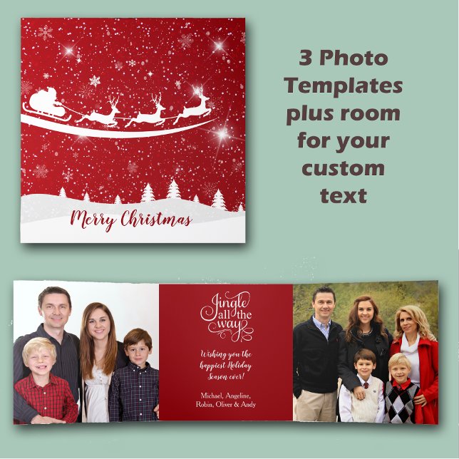 Red Sky Santa Sleigh Three Photo Template (Creator Uploaded)