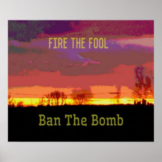 Red Skyscape #Banthebomb Political Resistance Poster