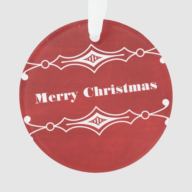 Red Slanted Chalkboard Holiday Acrylic Ornament (Front)