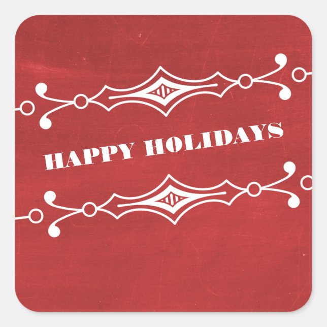 Red Slanted Chalkboard Holiday Stickers (Front)